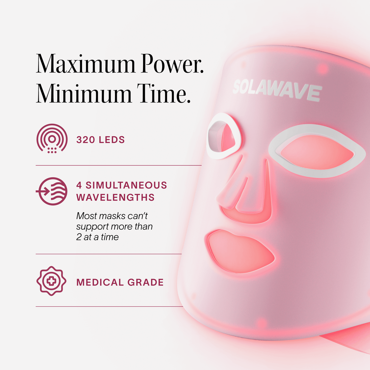 Wrinkle Retreat Pro Light Therapy Mask - LED Red Light Therapy Face Mask for Wrinkles & Anti-Aging, 3-Min Treatment, FDA Cleared